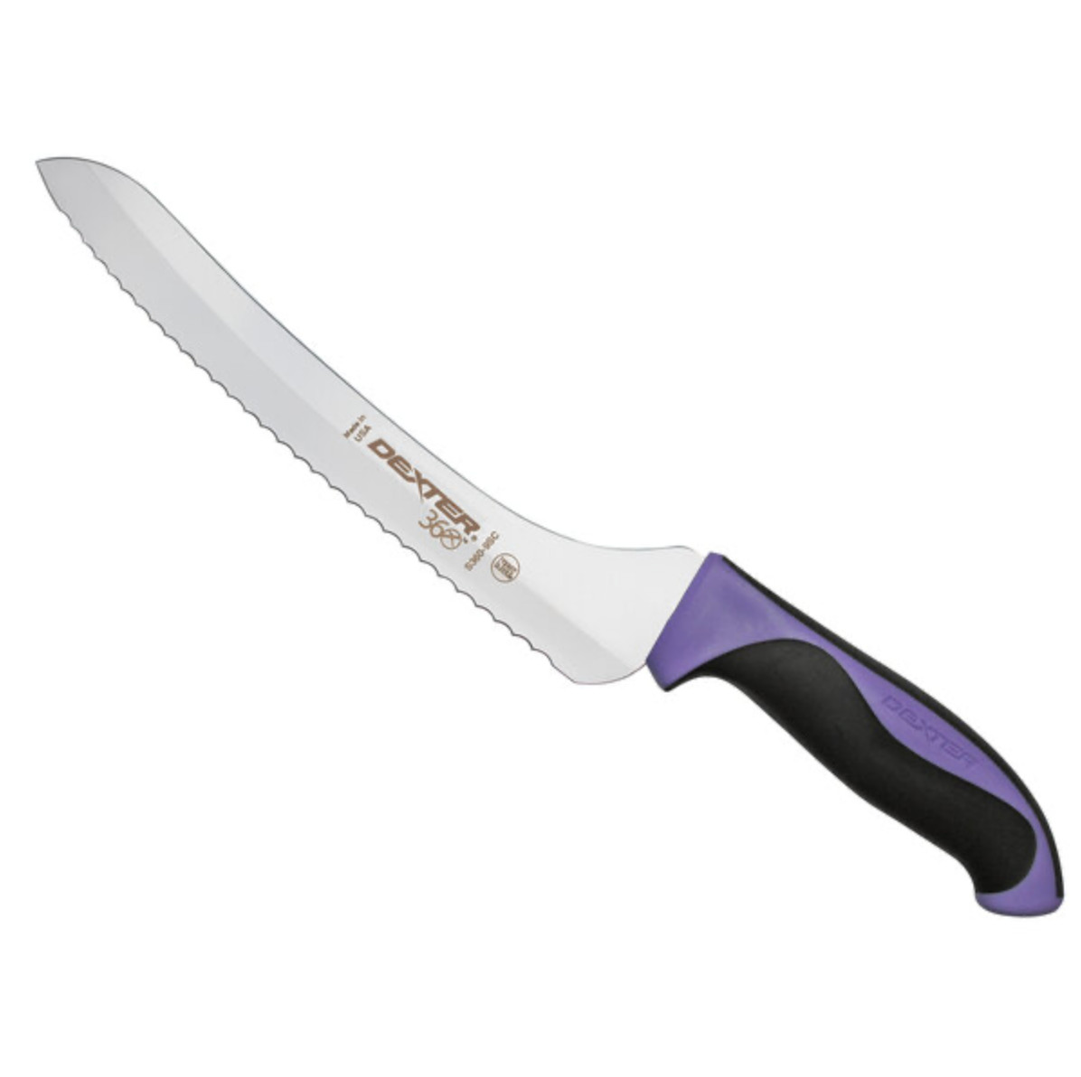 Dexter-Russell 360 Series 9″ Scalloped Offset Bread Knife..36008P ( Purple )