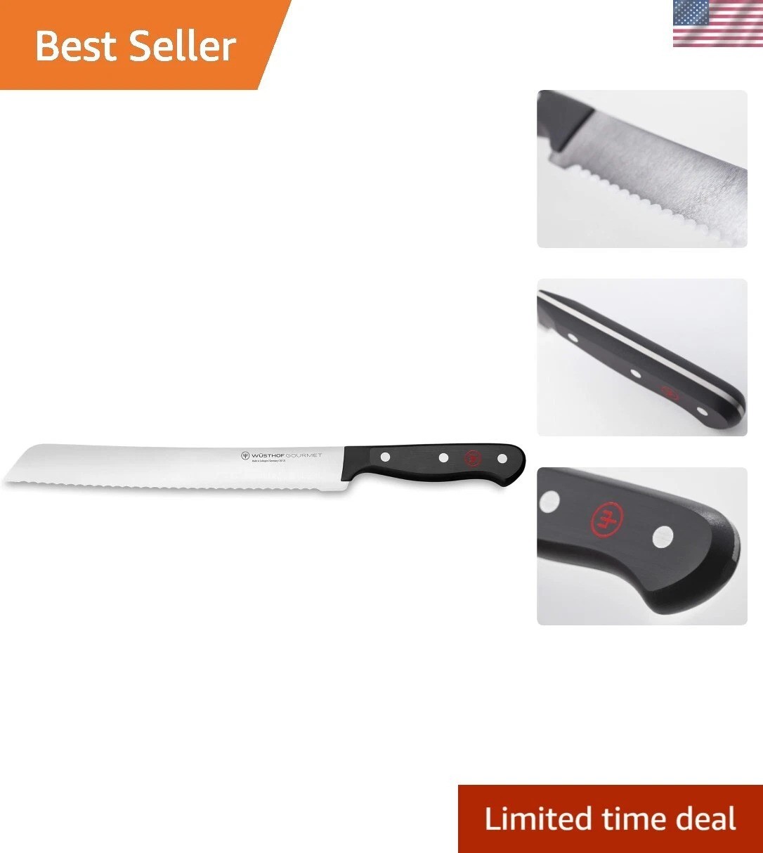 Gourmet 9″ Bread Knife, Black