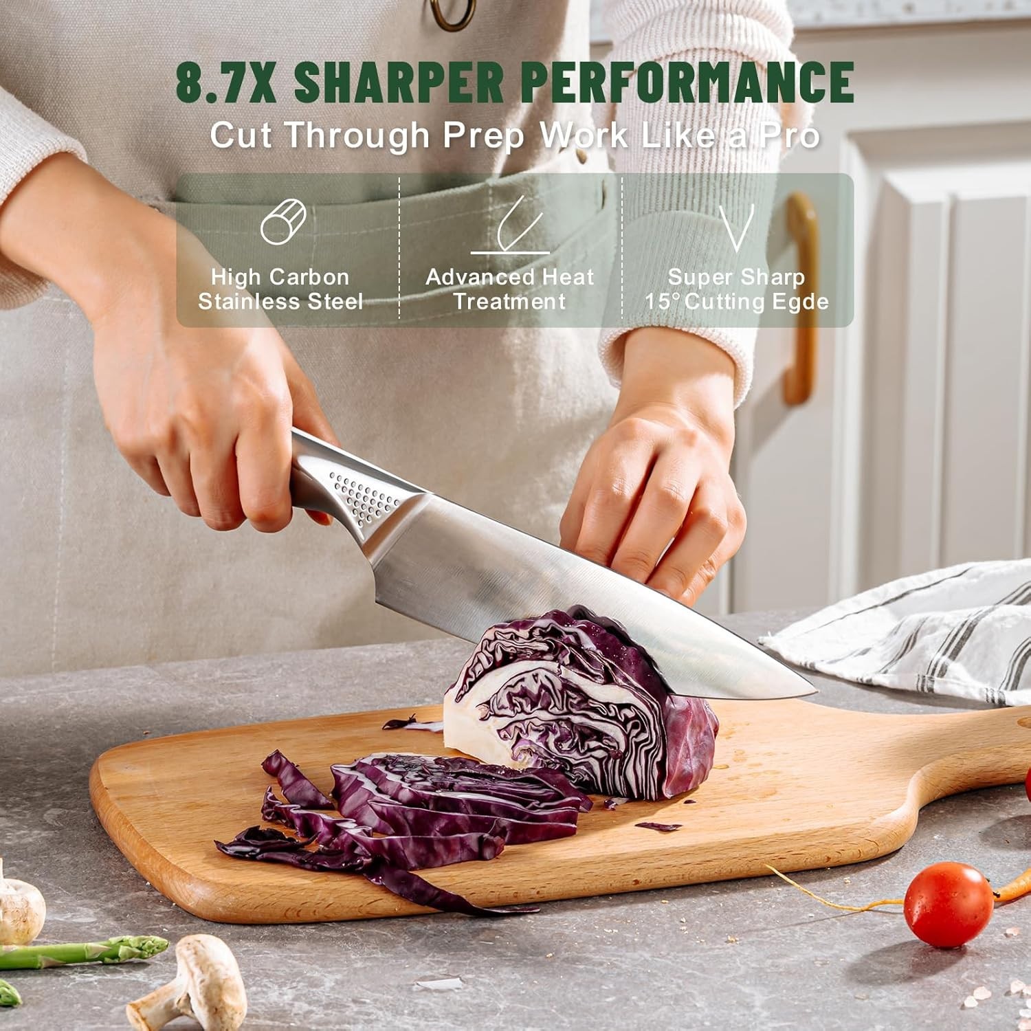 HENCKELS Statement Premium Quality 15-Piece Set with Block Natural Razor-Sharp