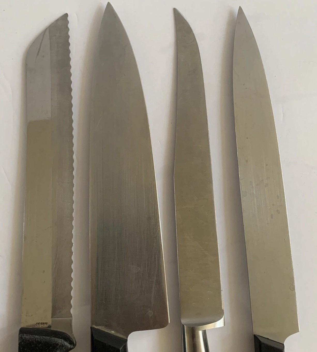 Lot Of 5 Henckels Chef Cooking Slicing Bread Knives Spain , Granite Italy 8” Pan