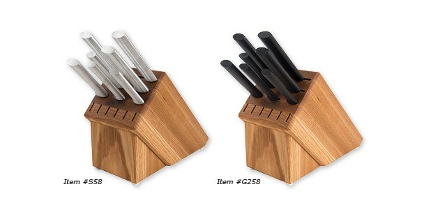 Rada Oak Block + 7pc Kitchen Cutlery Knives S58 Silver Made in America NEW