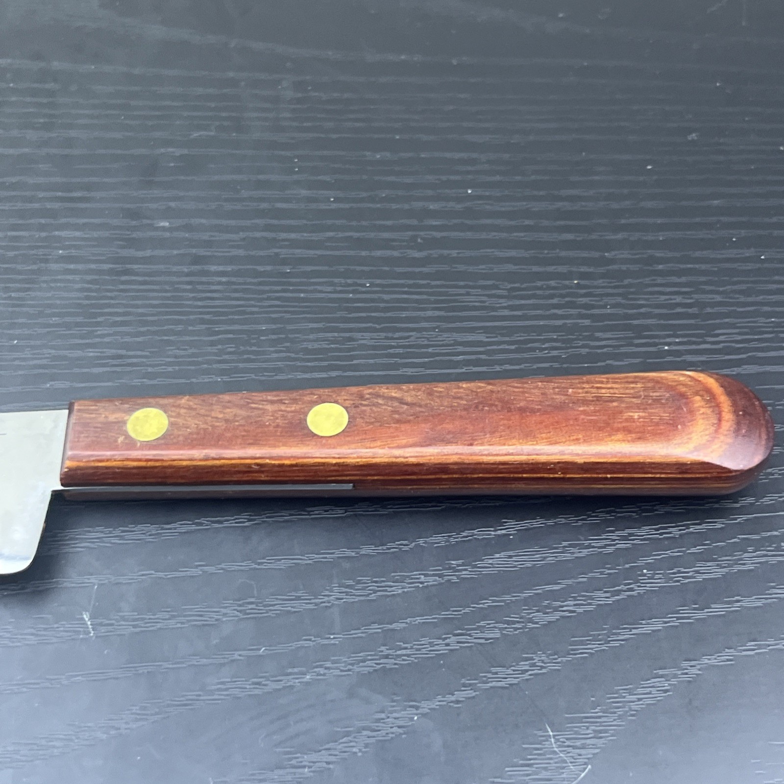 Vintage Stainless Crestline USA Carving Slicing Knife Brown Handle Kitchen Cutle