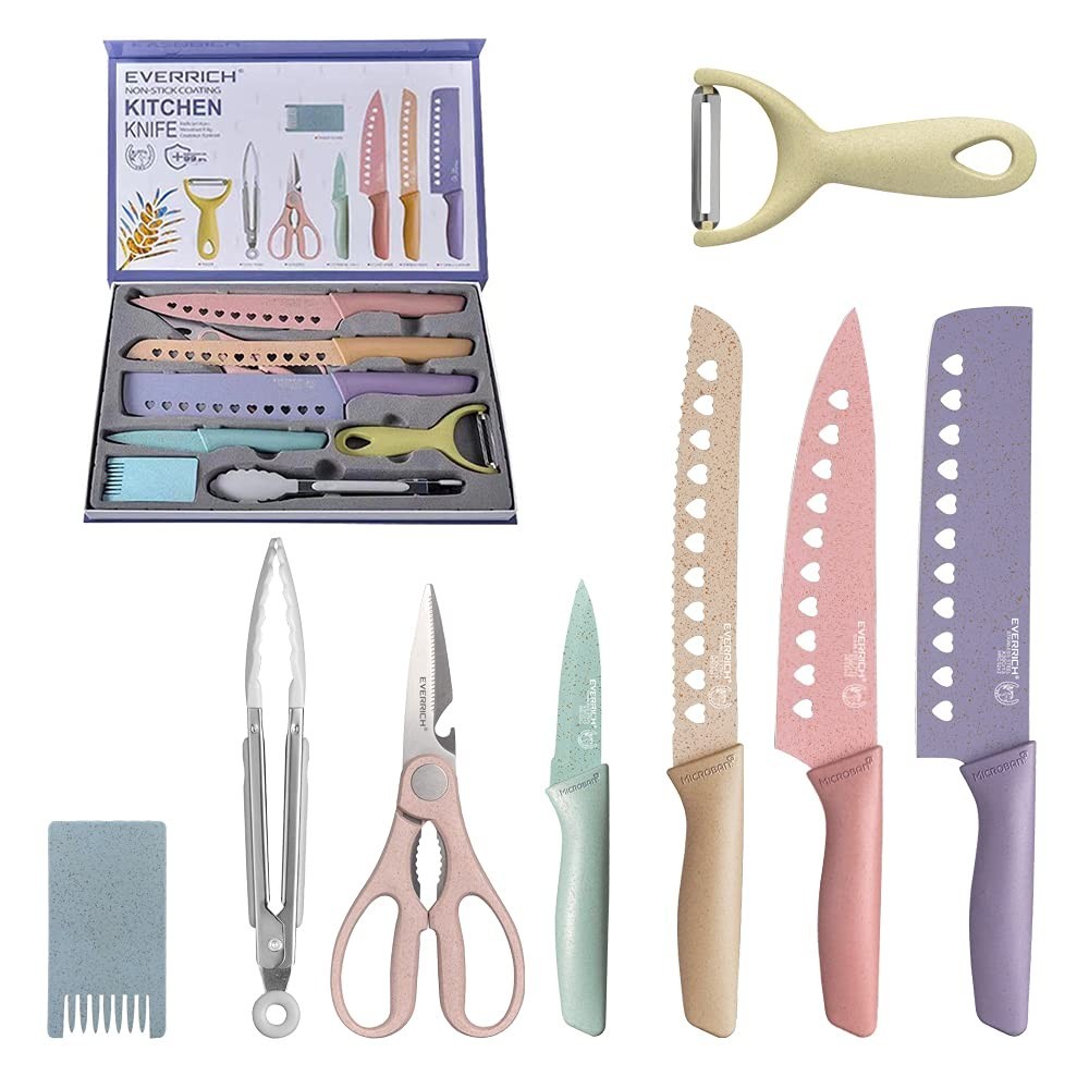 Kitchen Knife Set of 6 with Chopping Board in Gift Box with Cleaver Knife, Chef