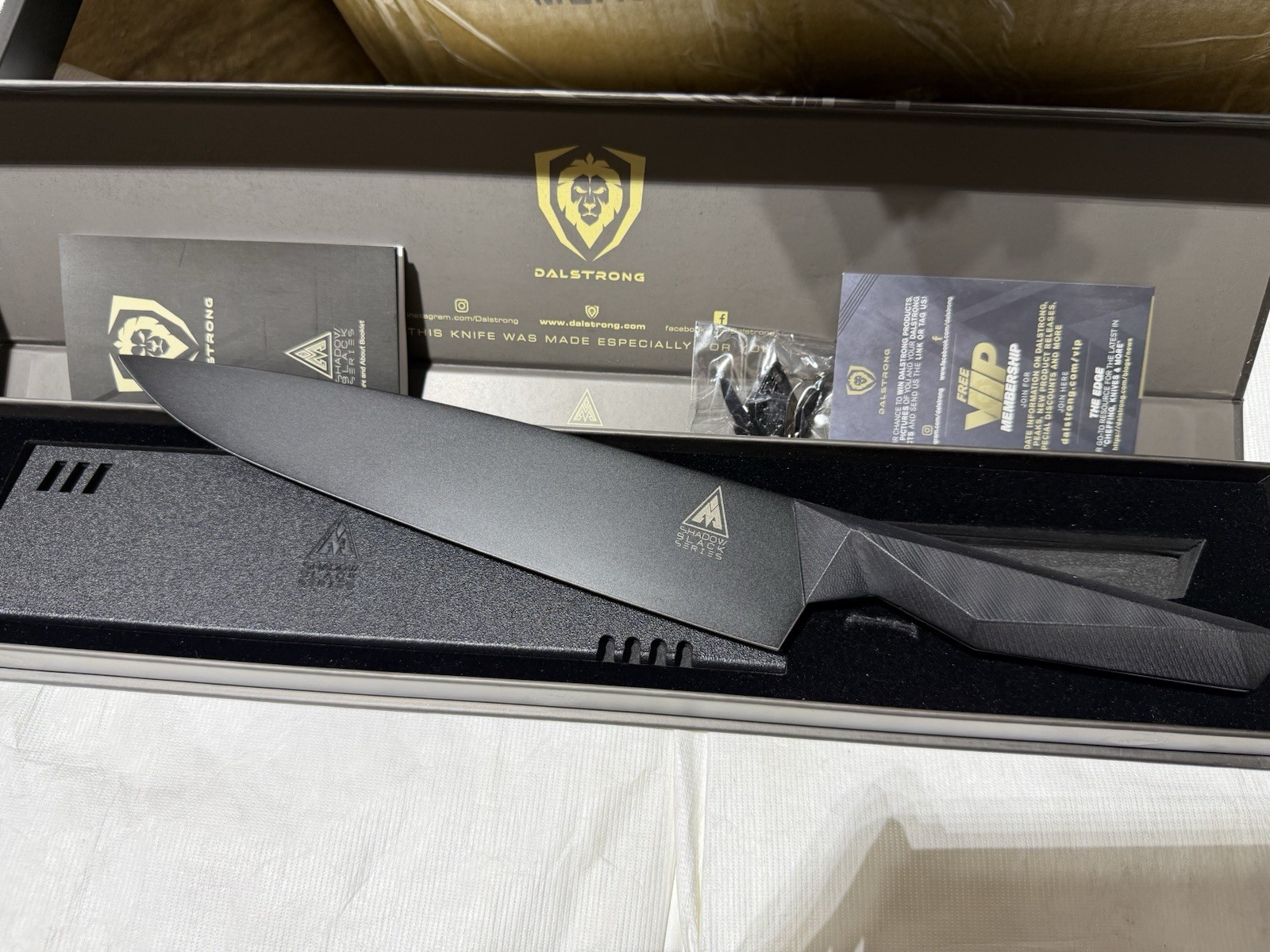 Dalstrong Shadow Series 8″ Chef’s Knife Black High Carbon Steel with Blade Cover