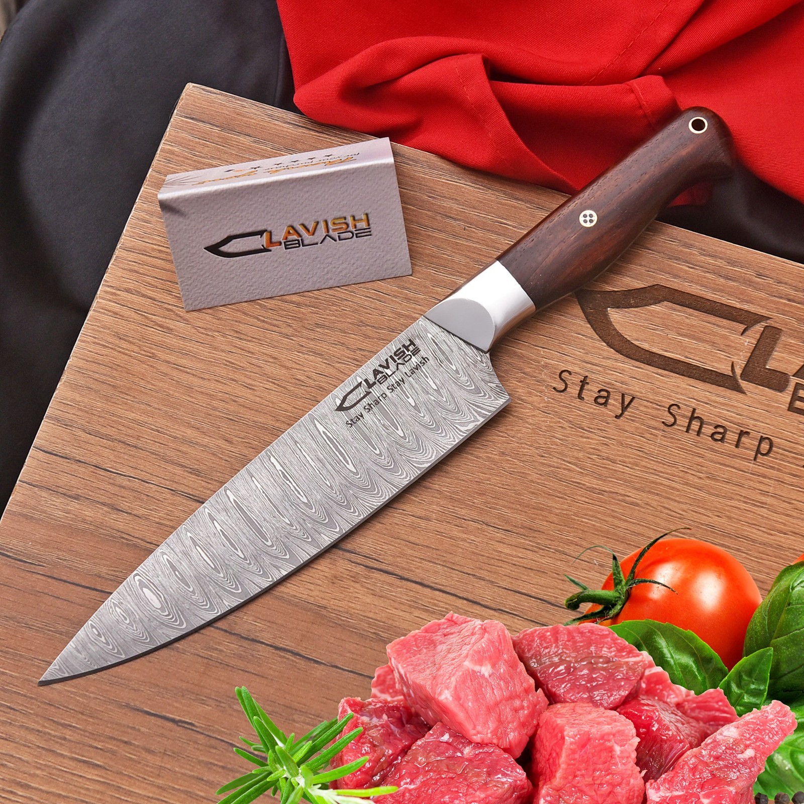 CUSTOM HANDMADE FORGED DAMASCUS STEEL CHEFS KNIFE KITCHEN KNIFE WITH GIFT BOX