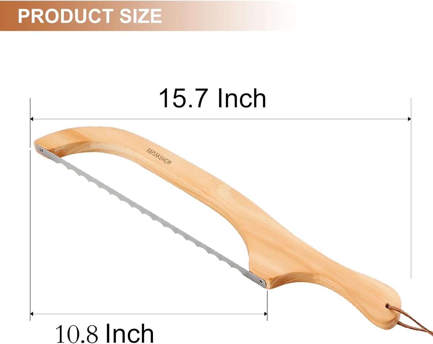 Sourdough Bread Knife 15.7 Inch Serrated Bow Design Wooden Handle