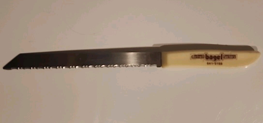 VTG Detroit Bagel Factory Kwikut Knife Stainless Steel Vintage 5.5″ Ivory Handle