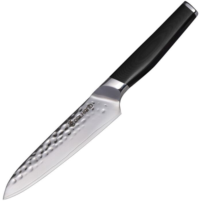 Coolhand Utility Fixed-Blade Knife 5″ Hammered Stainless Steel Blade G10 Handle