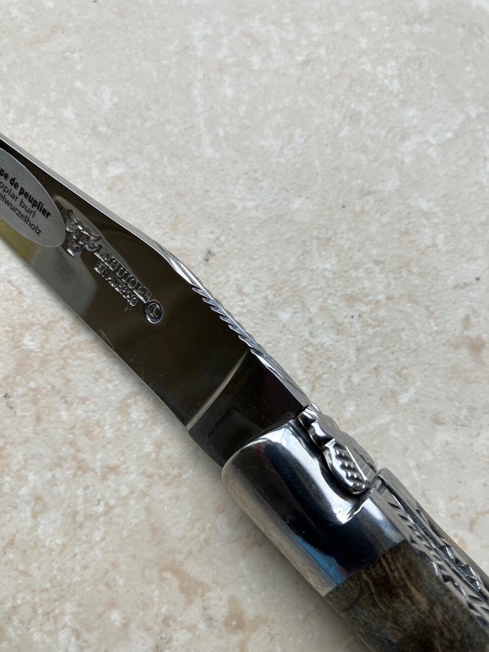 Laguiole En Aubrac Luxury Folding Pocket Knife W/ Poplar Burl Handle, 4.75-In