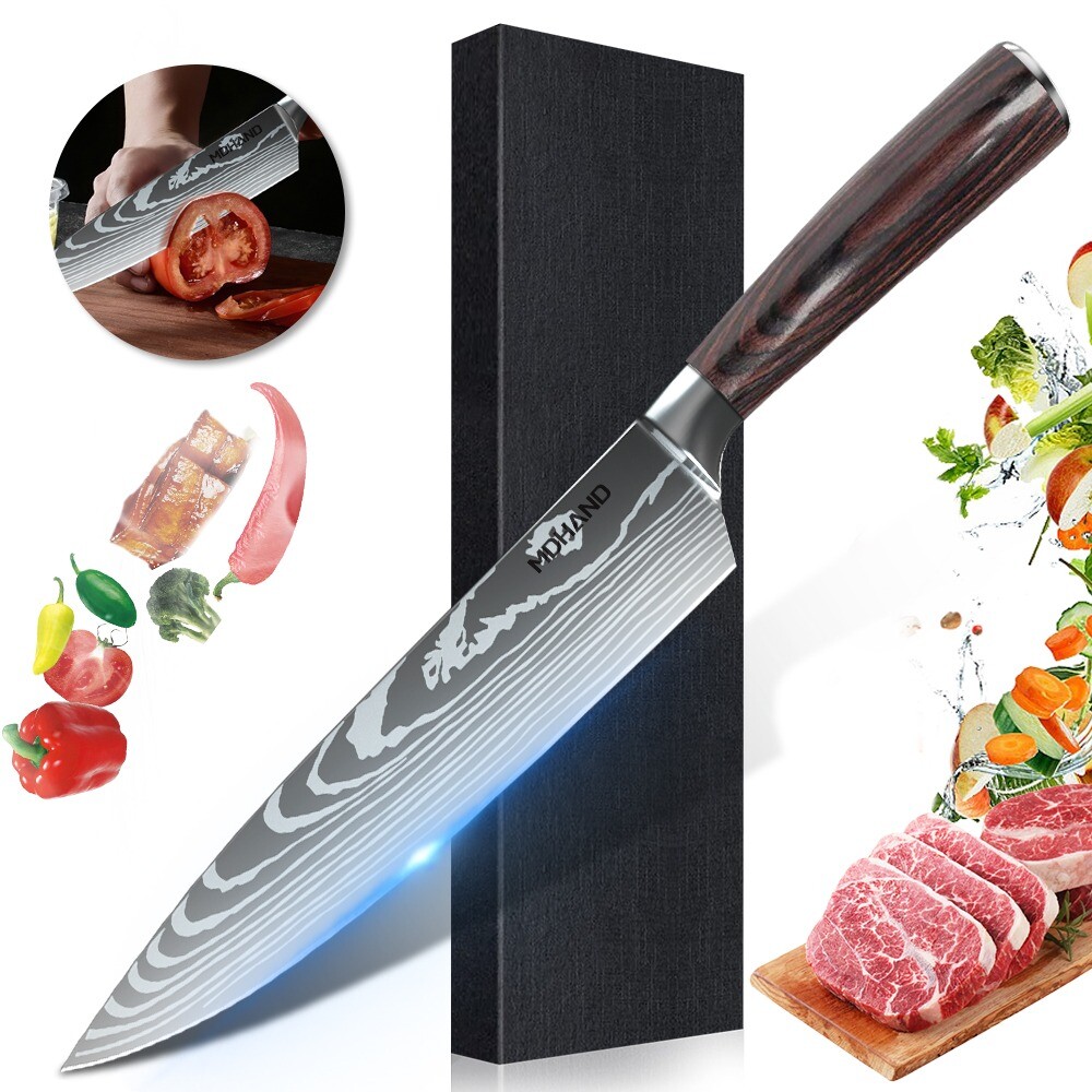 8″ Kitchen Knife Japanese Stainless Steel Damascus Chef’s Knife Meat Cleaver USA