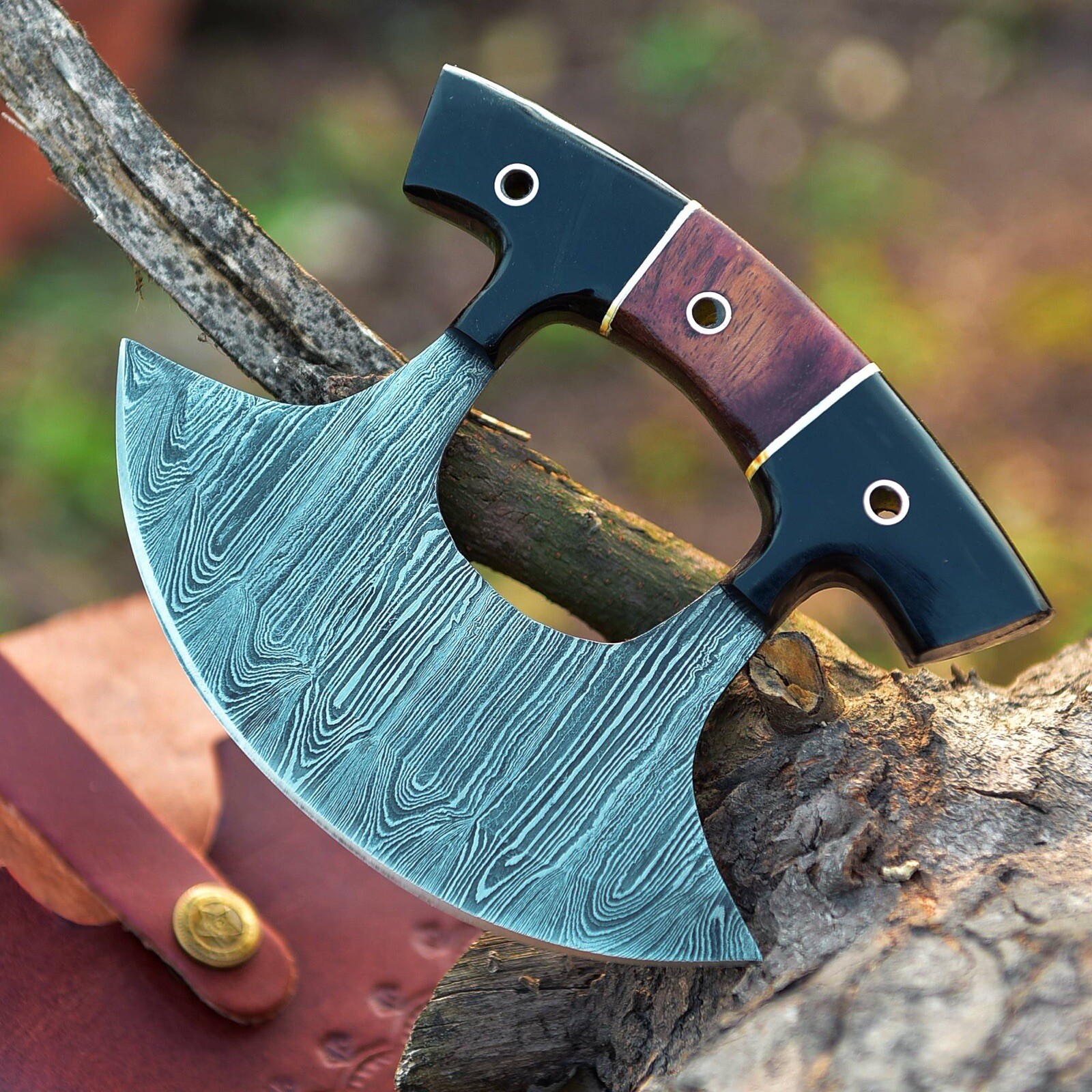 Best Alaskan Ulu Knife With Sheath Damascus Steel Ideal Chef Pizza Cutter