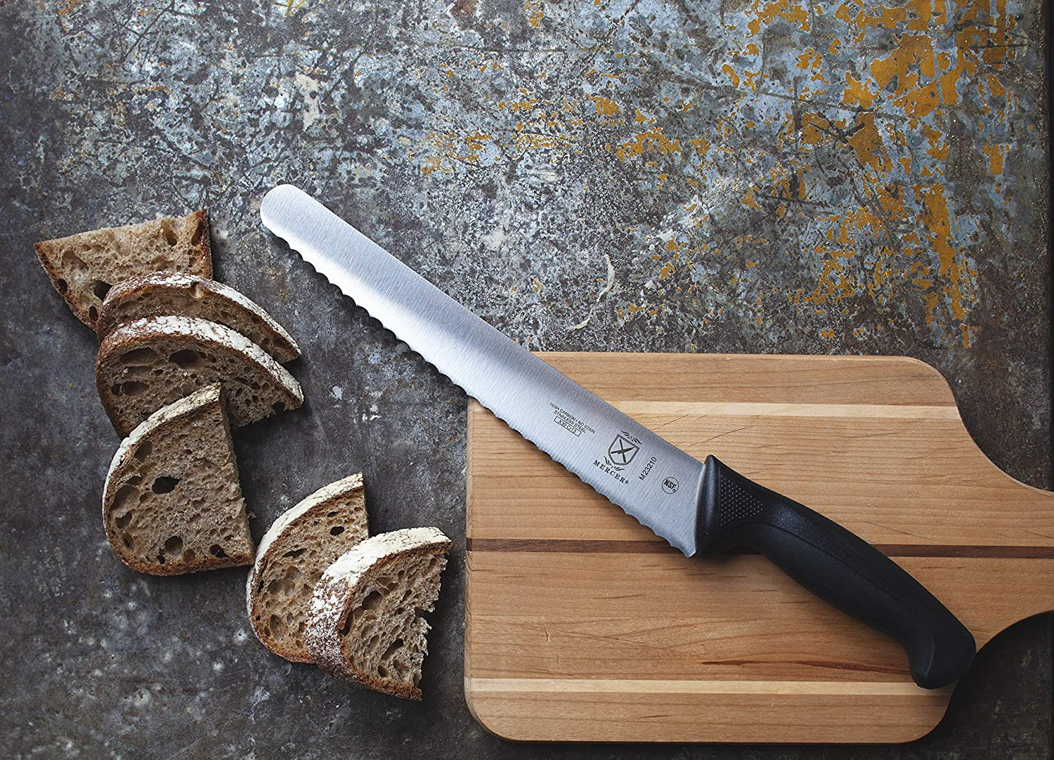 M23210 Millennia 10-Inch Wide Wavy Edge Bread Knife, Black