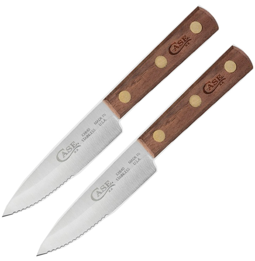2 PACK Case XX Kitchen Steak Knife 3.25″ 420HC Steel Blade Walnut Wood Handle