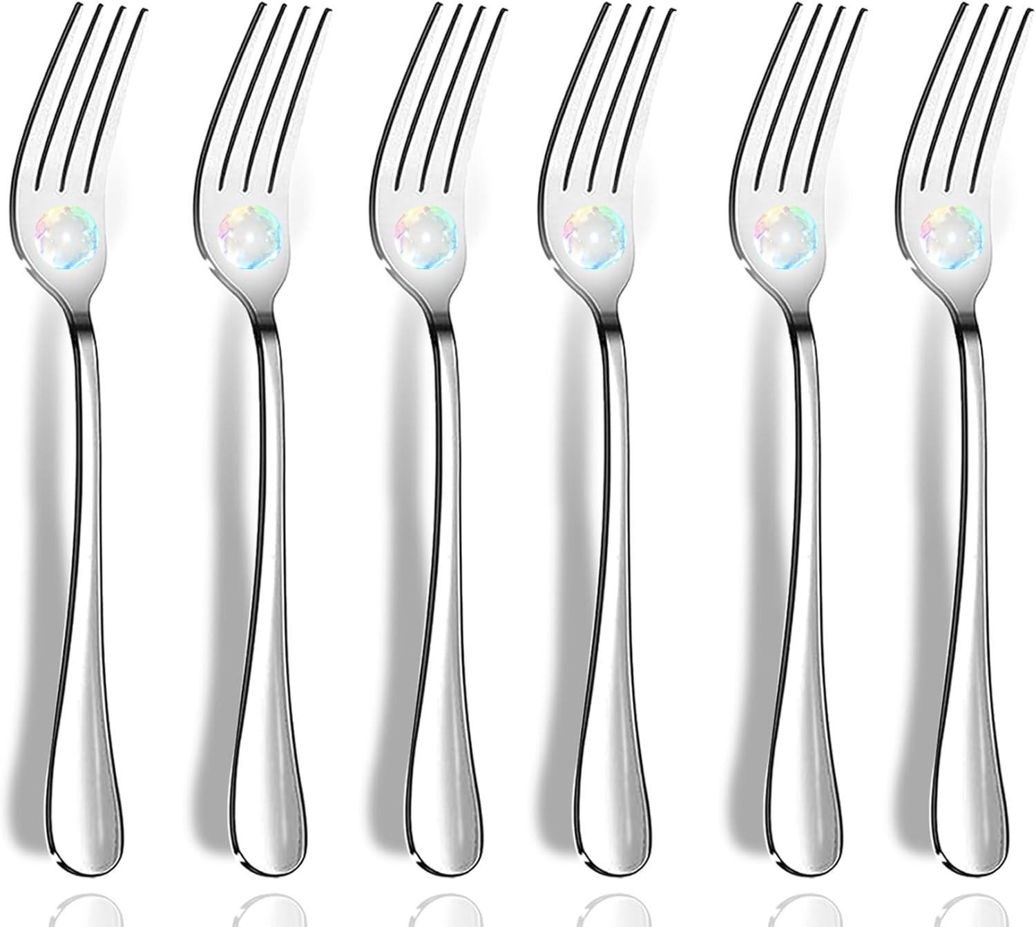 Dinner Forks, Set of 6 Top Food Grade Stainless Steel 6 pcs, Silver