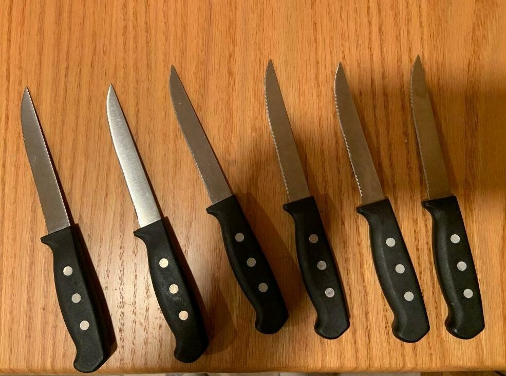 Stainless steel plastic handle steak knife set of 6 – 8.5 inches