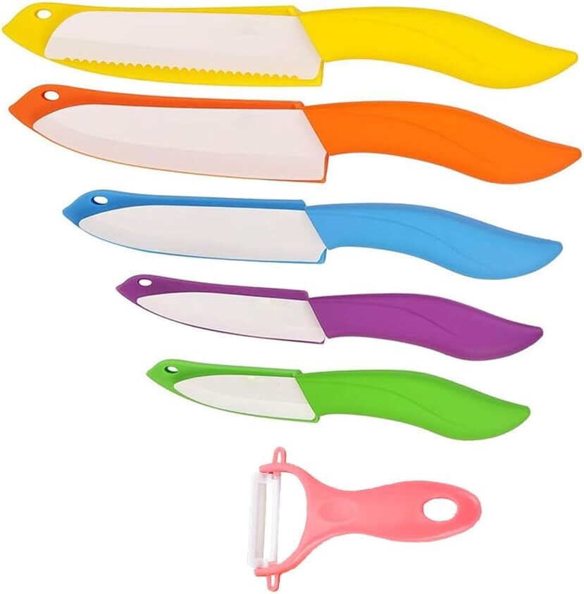 Ceramic Knife Set 6 Piece Ceramic Knives Colored with Cover Kitchen Knife Set