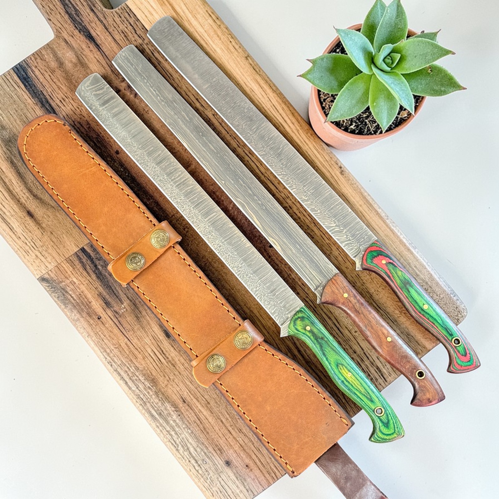 Brisket Slicing Knife | Lot of 3 | Damascus Steel | Premium Wood Handle | D211