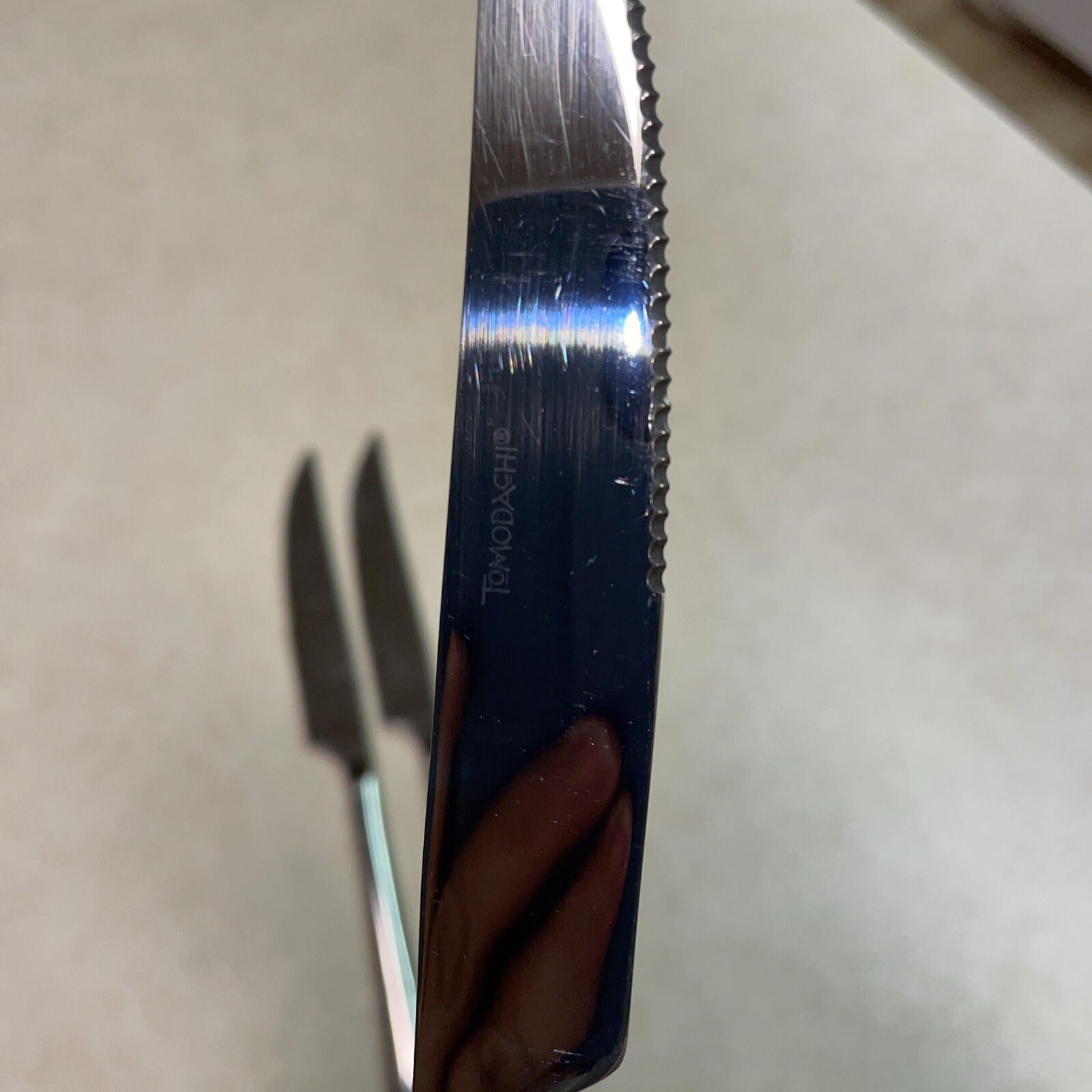 Tomodachi Steak Knives Stainless Steel Smooth Modern 9.5” Long Set of 3 READ