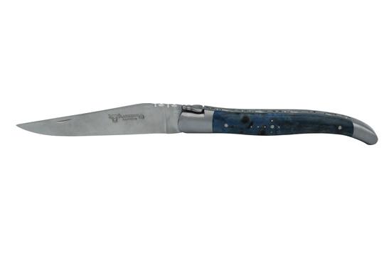 Laguiole En Aubrac Folding Pocket Knife With Blue Poplar Wood Handle, 4.75-In