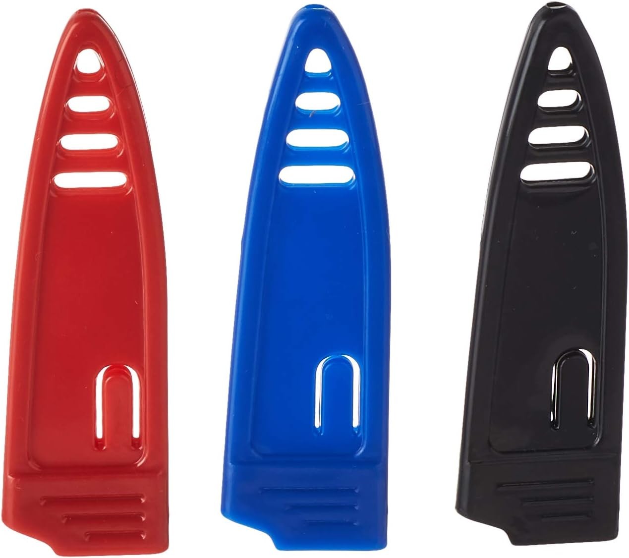 Non-Stick Paring Knives with ABS Sheaths, 4 Inch, Red/Blue/Black, 3 Pack