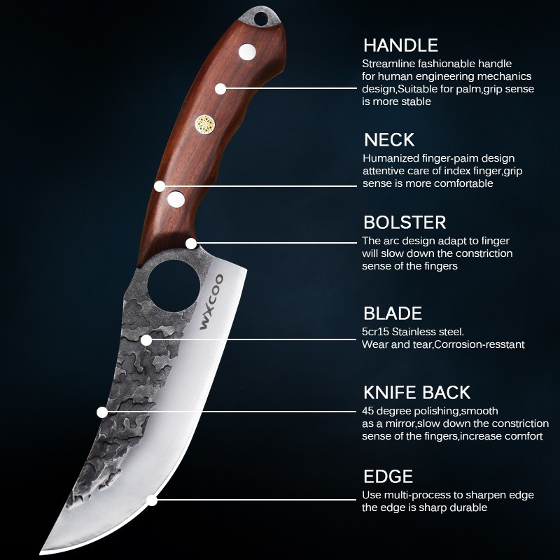 1-9PCS Professional Chef Knife Multipurpose Meat Cleaver Cooking Camping Knives