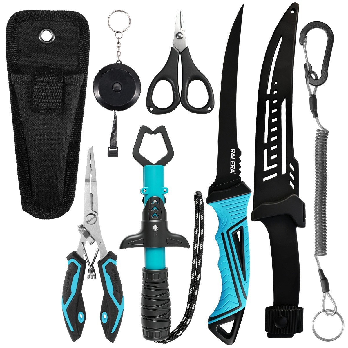 Fishing Tool Kit Fish Lip Grabber Fishing Pliers Fillet Knife Accessories Set