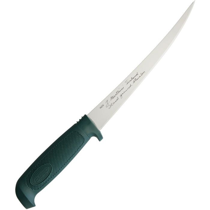 Marttiini Basic Fillet Fixed-Blade Knife 7.5″ Stainless Steel Blade Green Rubber