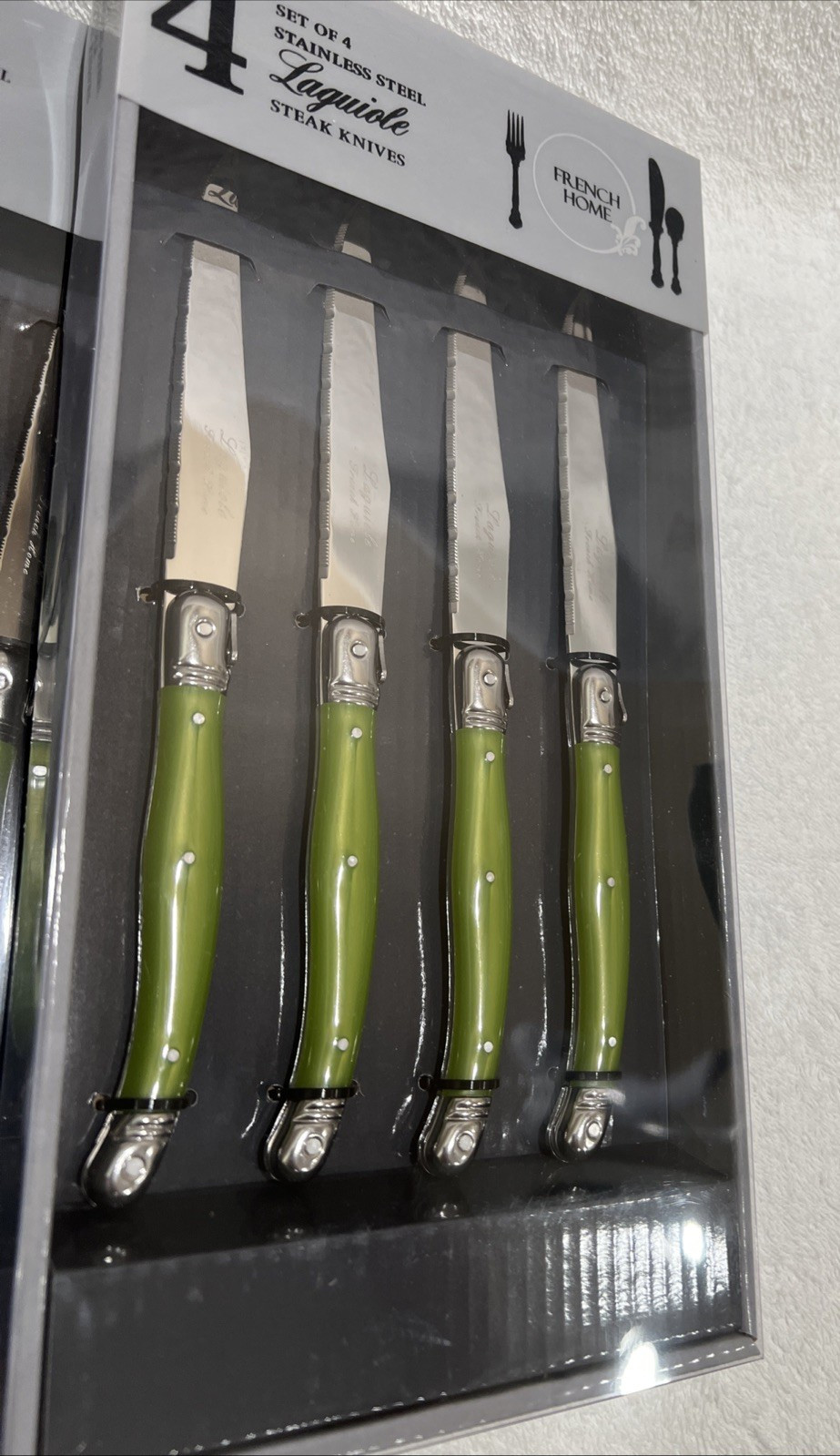 FRENCH HOME Laguiole 4pk Stainless Steel Steak Knives Set Green