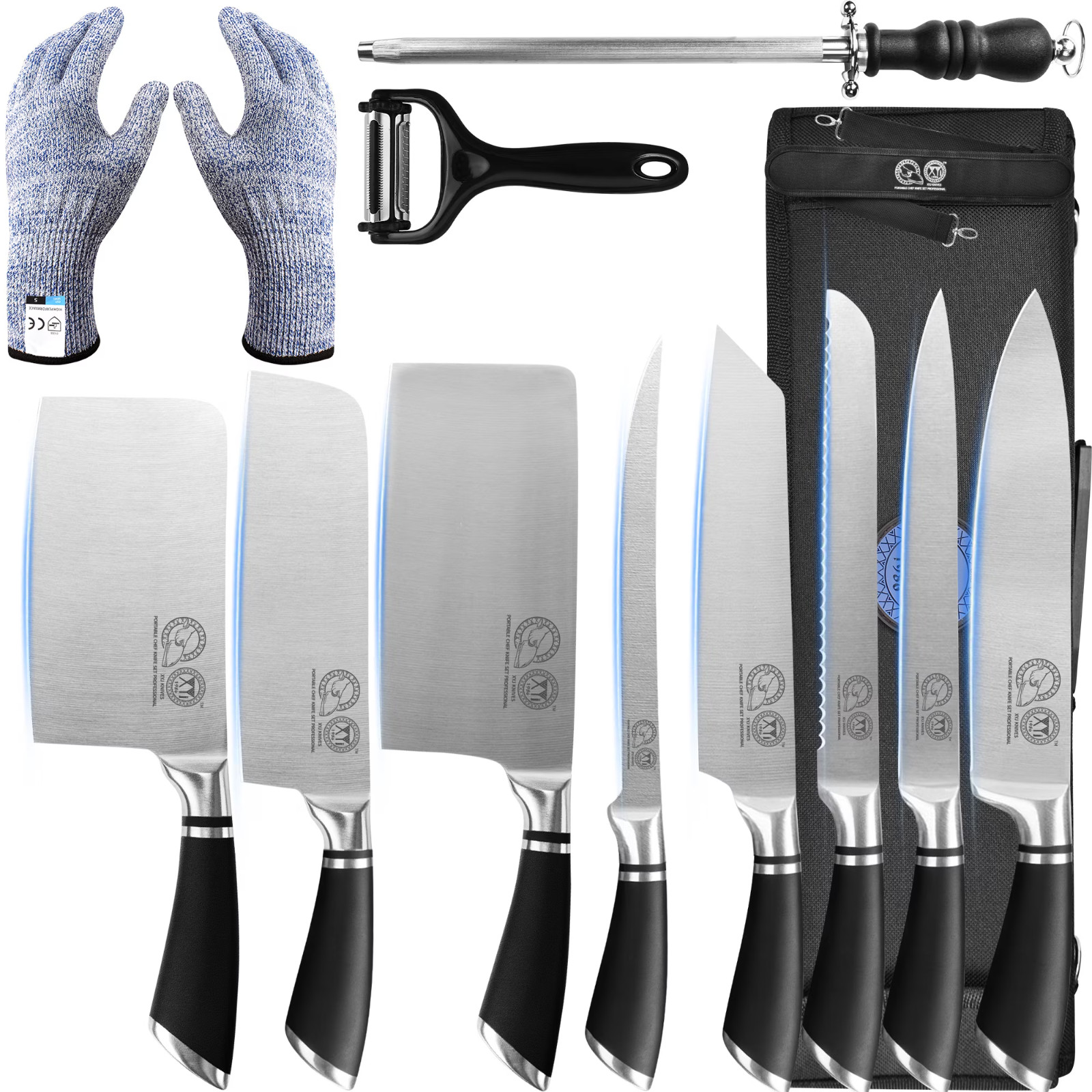 XYJ Authentic Since 1986,Professional Knife Sets for Master Chefs,8-pcs Chef