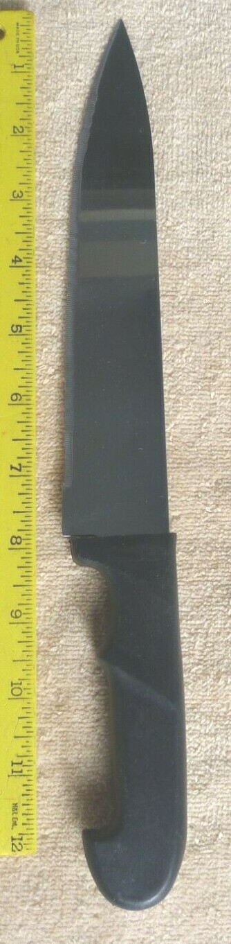 Butcher/Slicing Knife finely serrated blade black plastic handle 13 inches