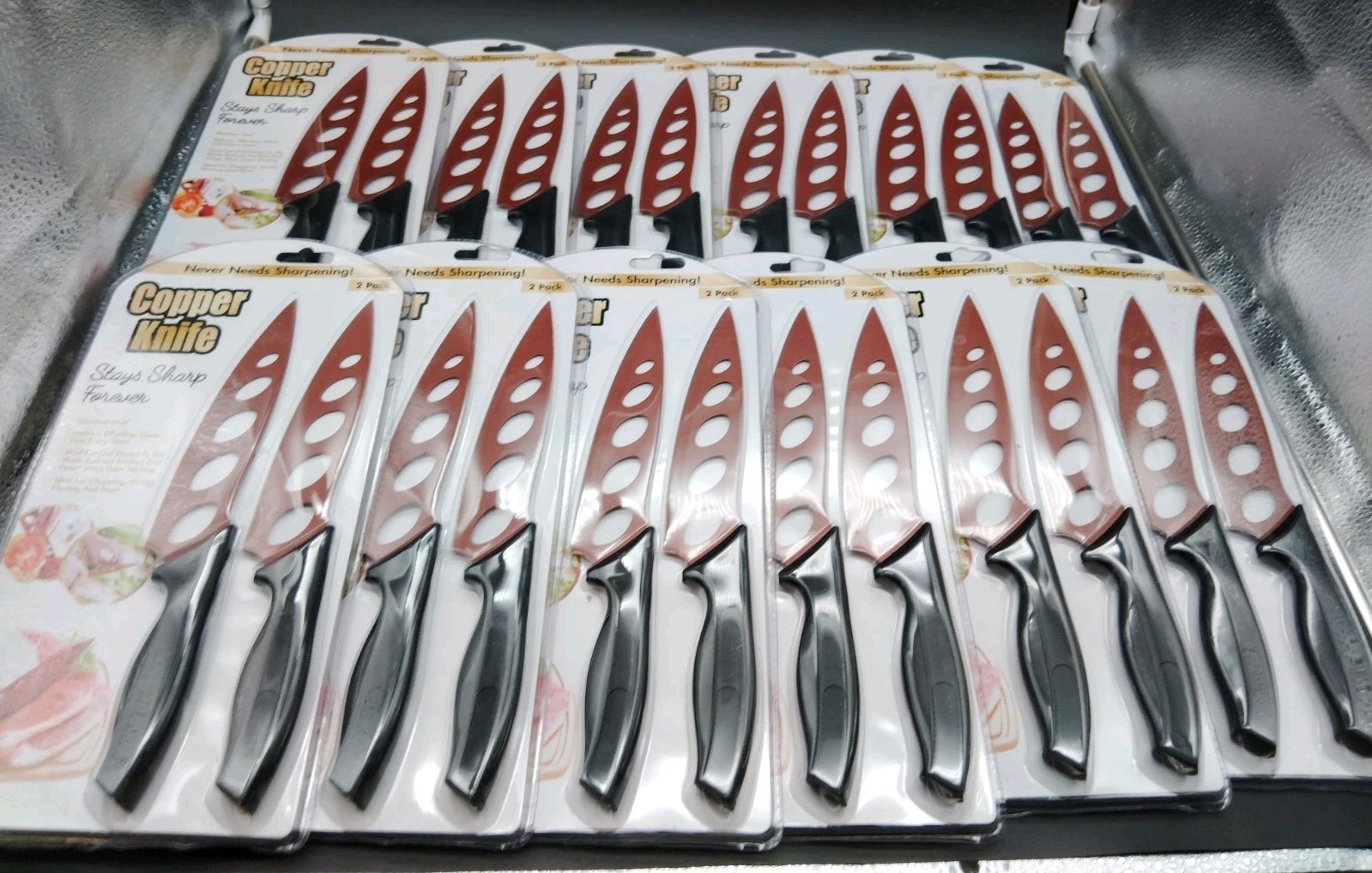 Lot of 12 Copper Knife 2-Pack -Stainless Steel Never Needs Sharpening