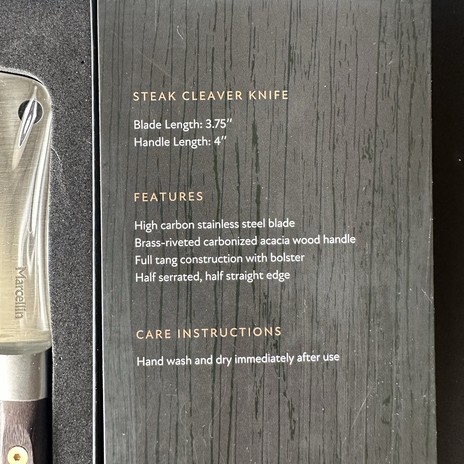 NEW Marcellin Steak Cleaver Knifes Set Of 4 High Carbon Stainless Steel Blades