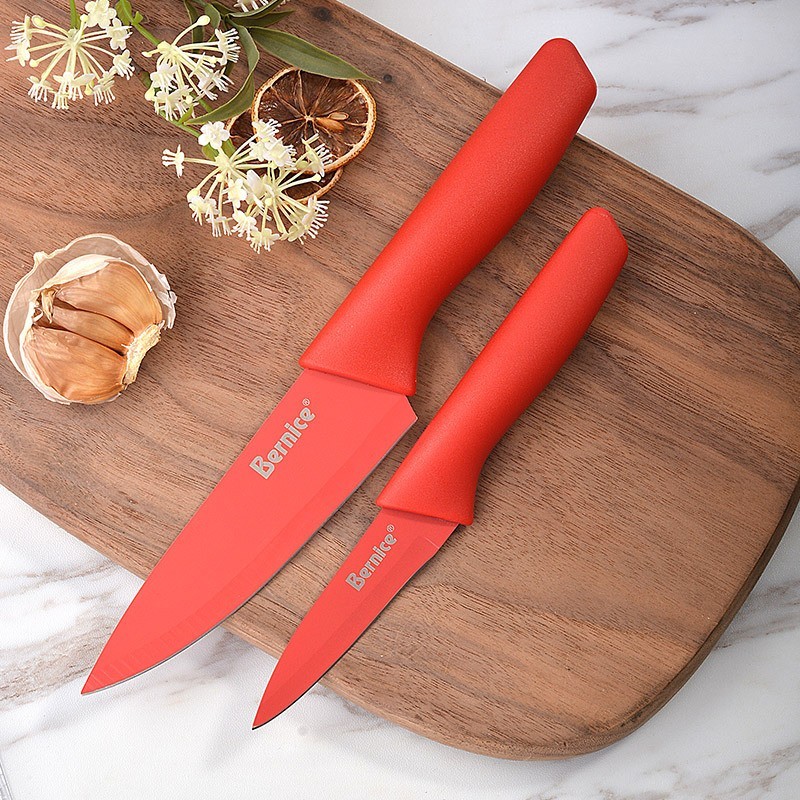 2Pcs Red Kitchen Knife Set Fruit Paring Knife Stainless Steel 5″ & 3.5″ US