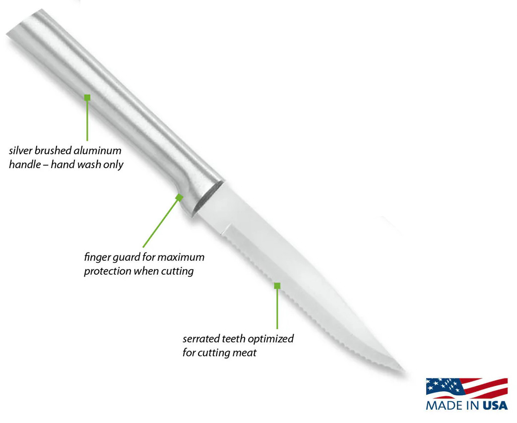 Rada Cutlery Steak Kitchen Knife 3.88″ T420 Steel Blade Silver Aluminum Handle