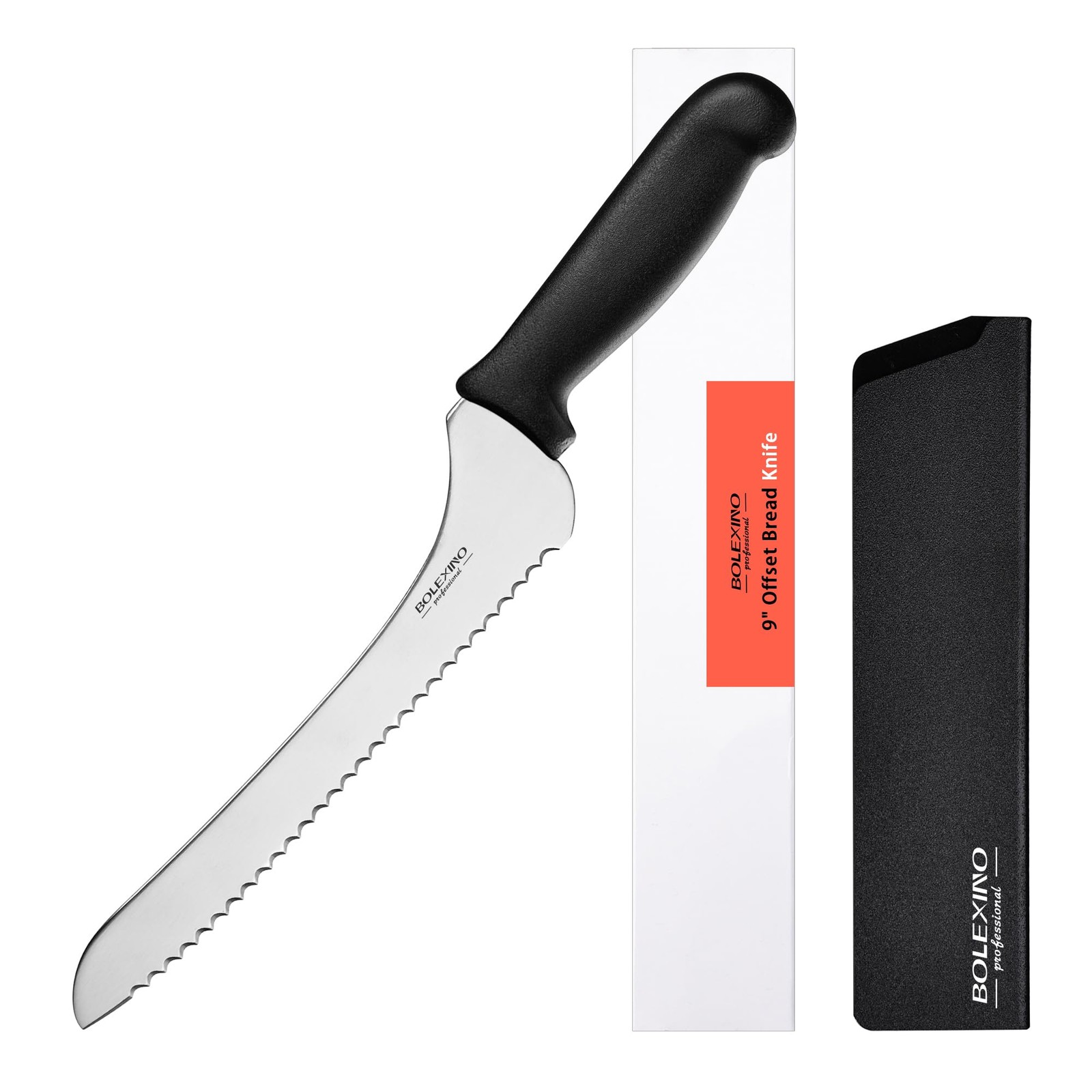 9 Inch Offset Serrated Bread Knife Wavy Edge High Carbon Kitchen Slicer