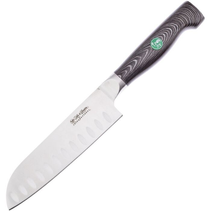 Hen & Rooster Kitchen Santoku Knife 5.75″ 4116 Steel Blade Black/Gray G10 Handle