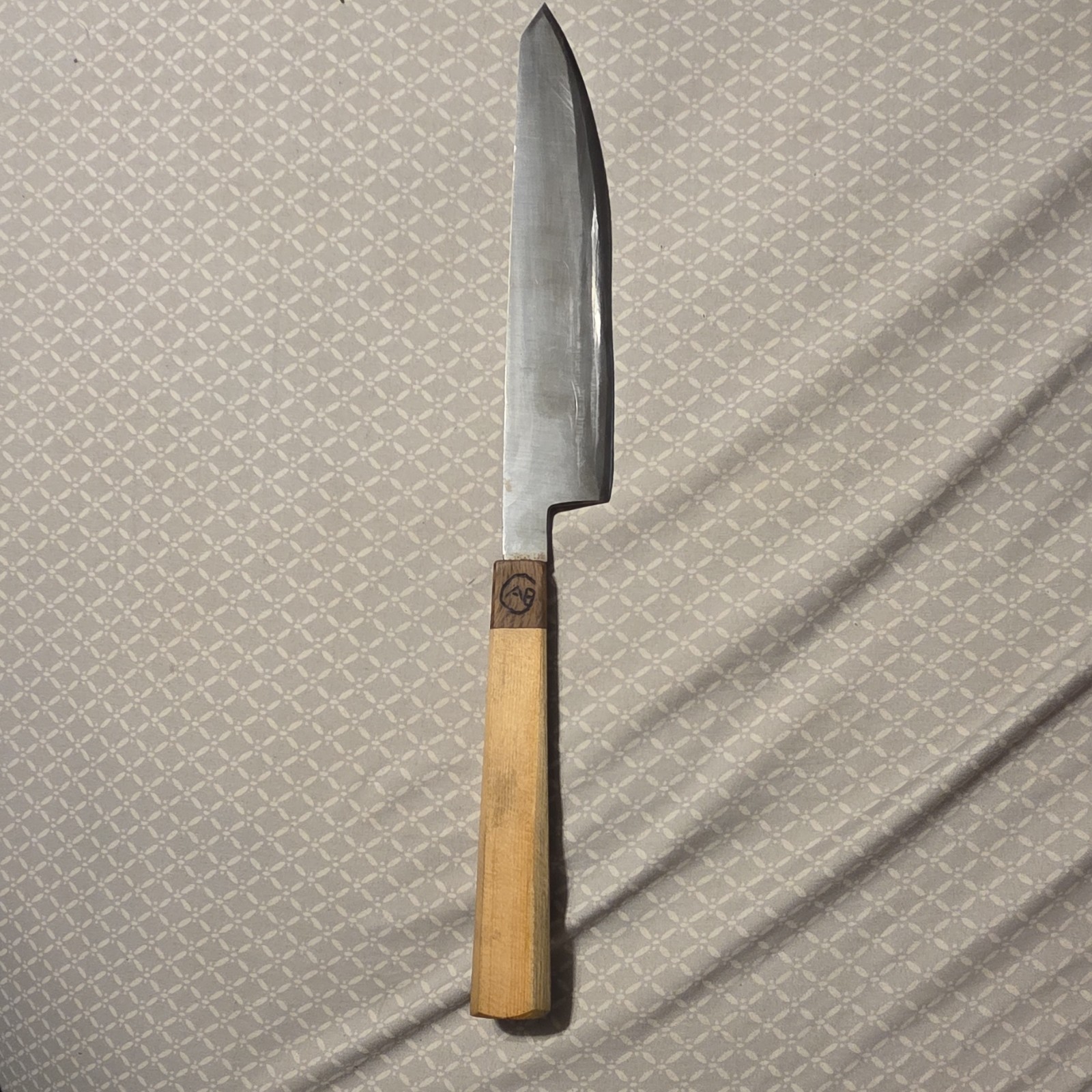 Gyuto Knife Straight Edge Stainless Steel Blade Wooden Handle Universal