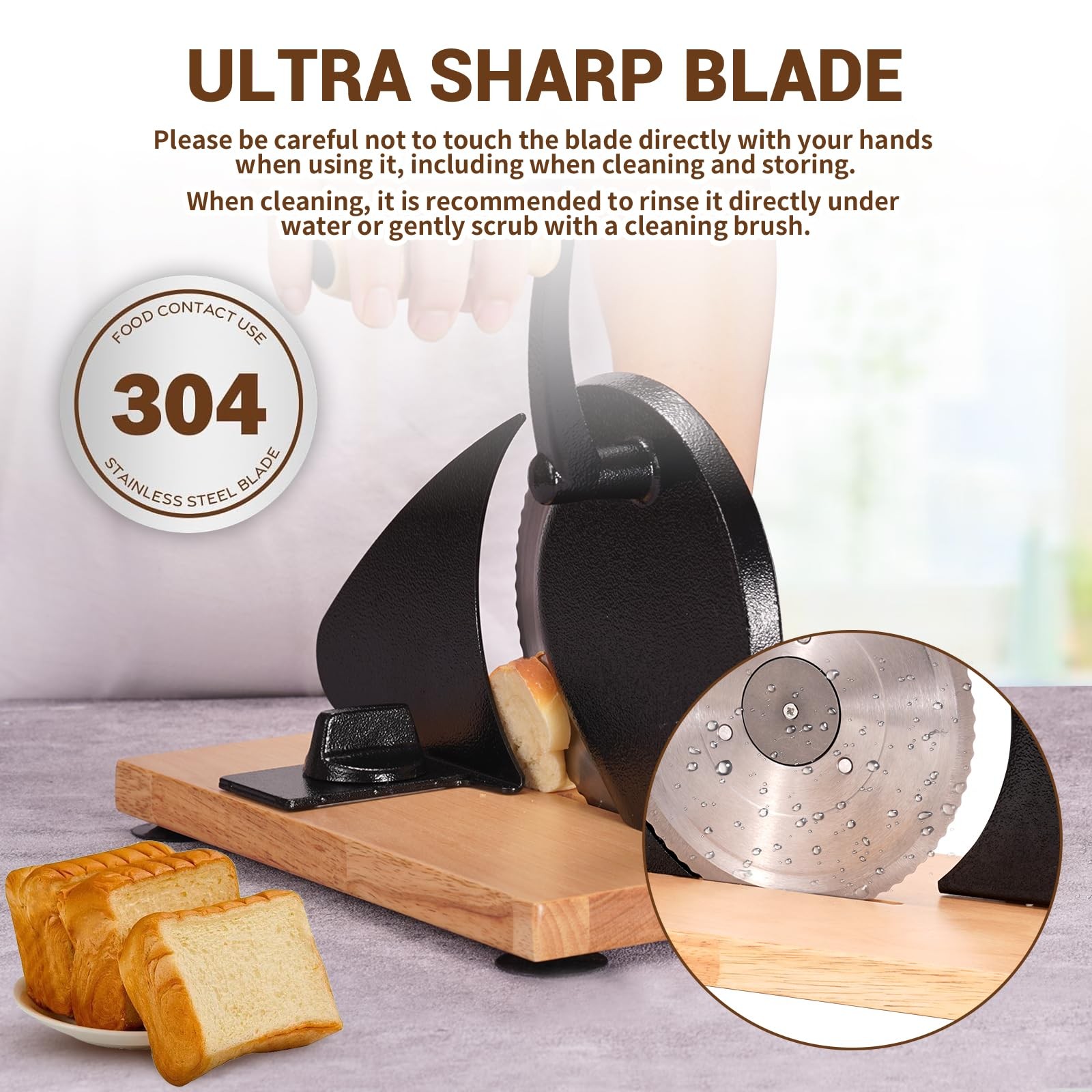 Manual Bread Slicer for Homemade Sourdough Bread – Adjustable Thickness & Eve…