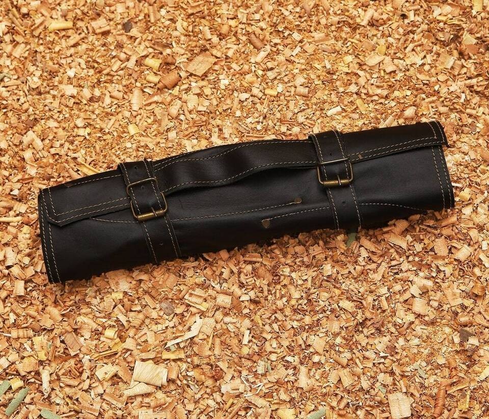 Handmade 5Pcs Kitchen Chef Knife Set Blue Handle Custom Steel Cleaver Sheath