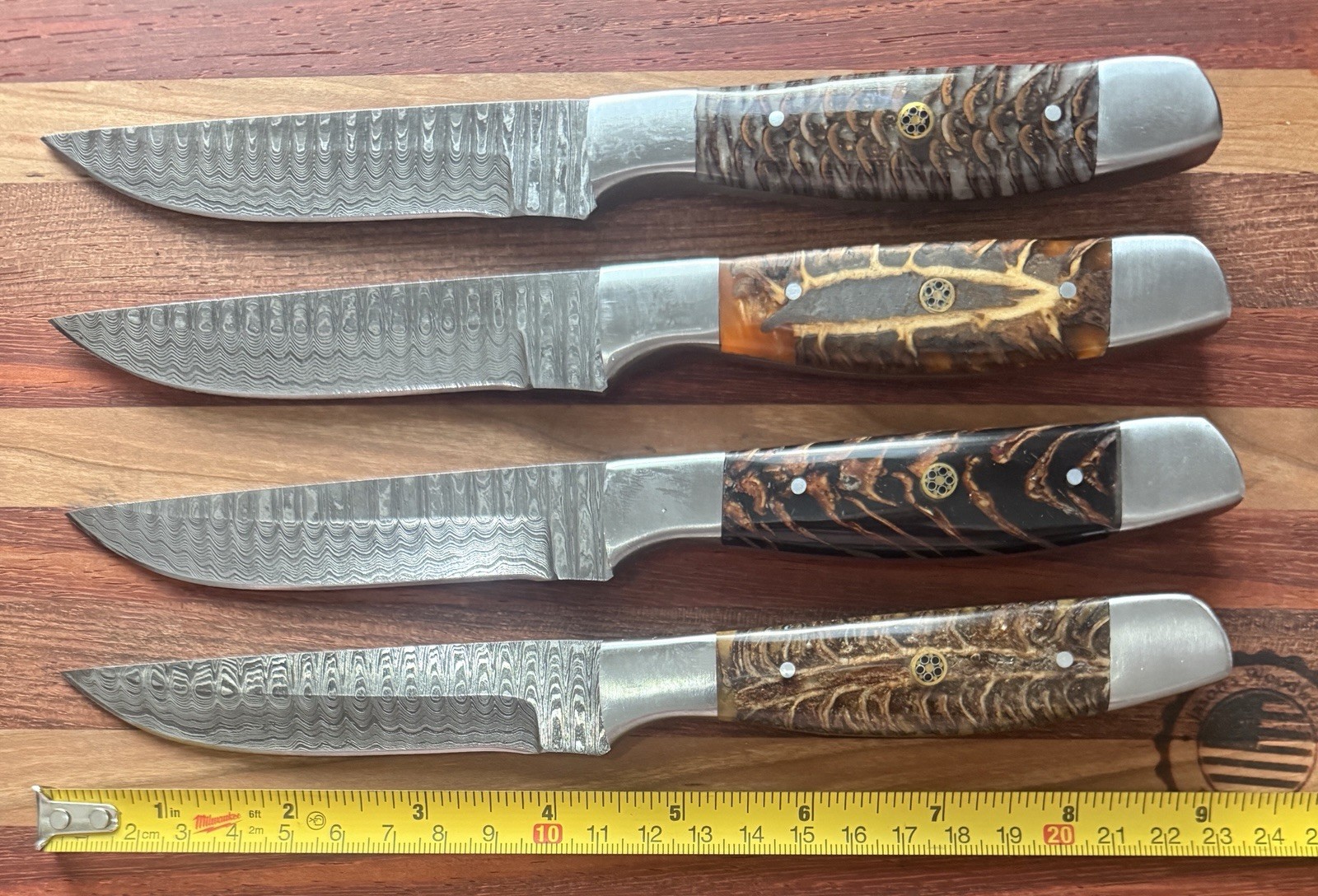 Damascus Steak Knife Set (4) – Pinecone Resin