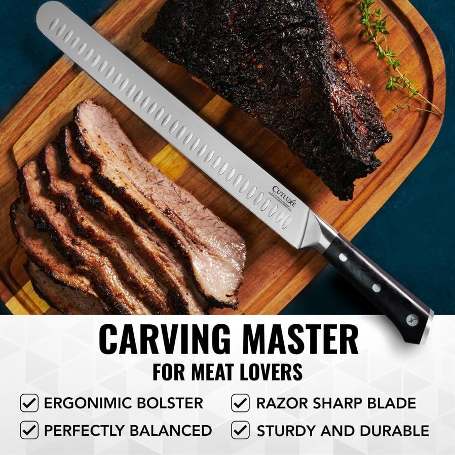 Brisket Knife – 12″ Carving & Slicing Knife for Meat & BBQ – Razor Sharp Germ…