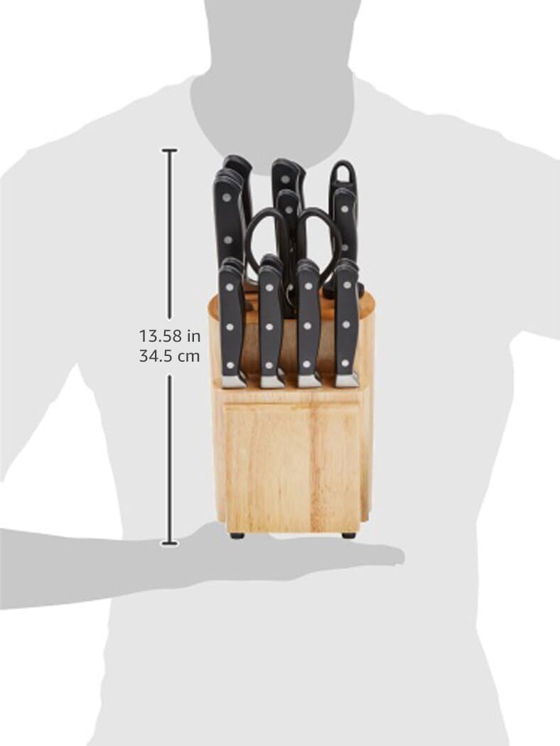 18-PiecePremium High Carbon Stainless Steel Blade Set with Pine Wood Block,Black