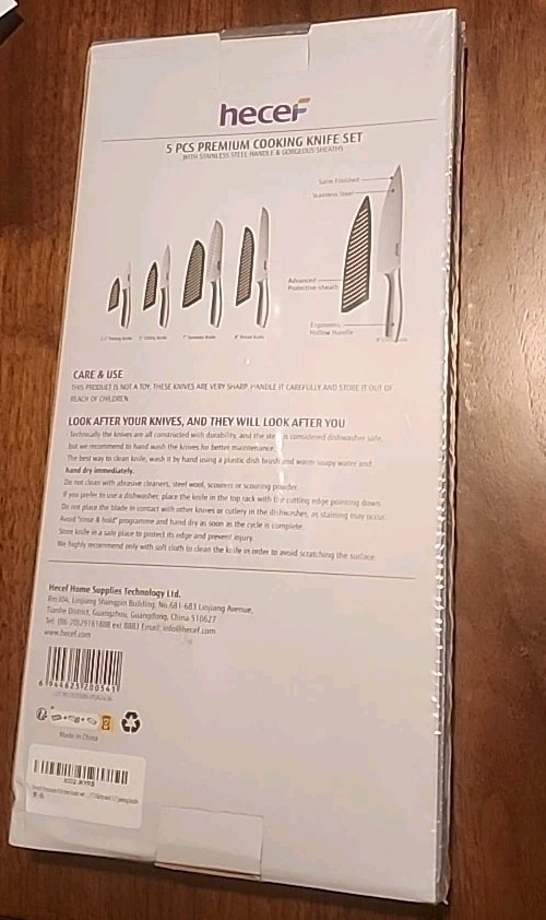 NEW Stainless Steel Silver Kitchen Premium Cooking Knife Set of 5. Hollow Handle