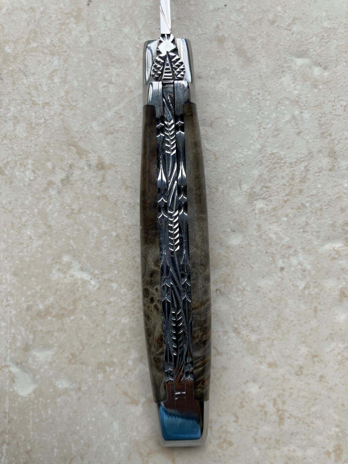 Laguiole En Aubrac Luxury Folding Pocket Knife W/ Poplar Burl Handle, 4.75-In