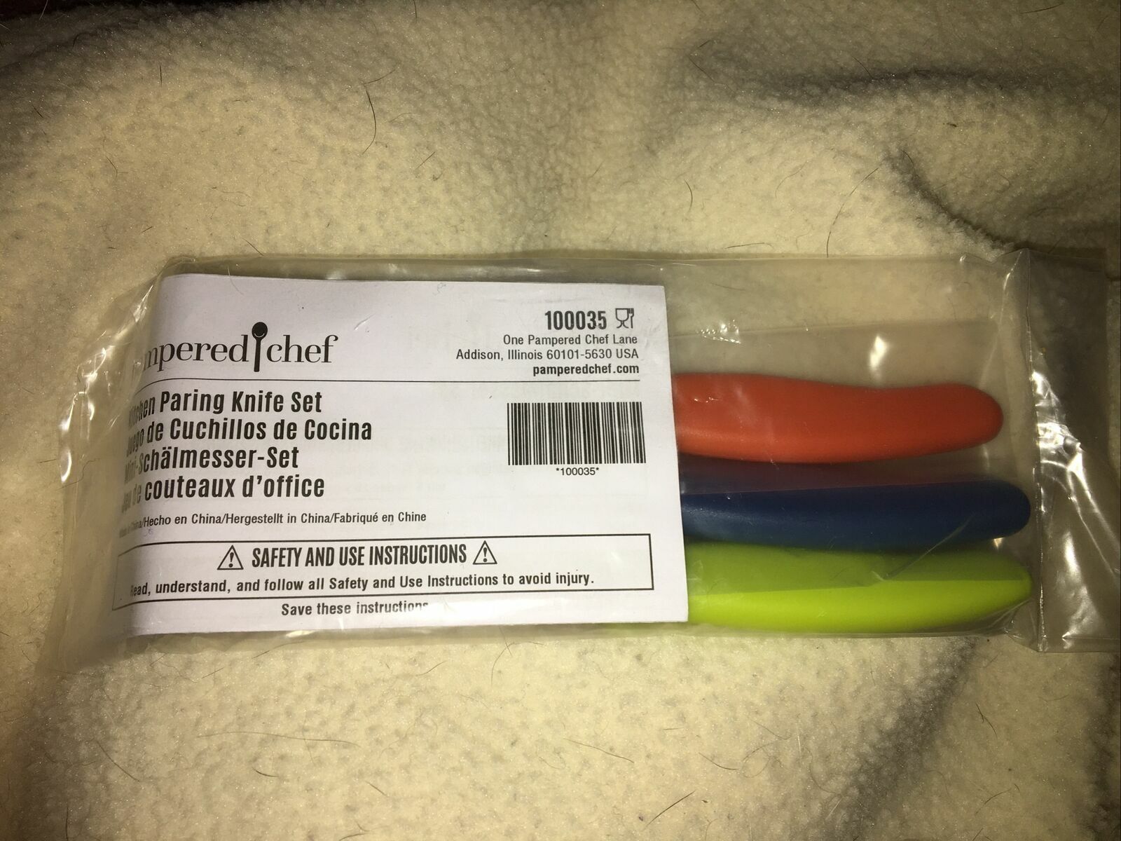 Pampered Chef Kitchen Pairing Knife Set of 3 – Orange-Blue-Green #100035