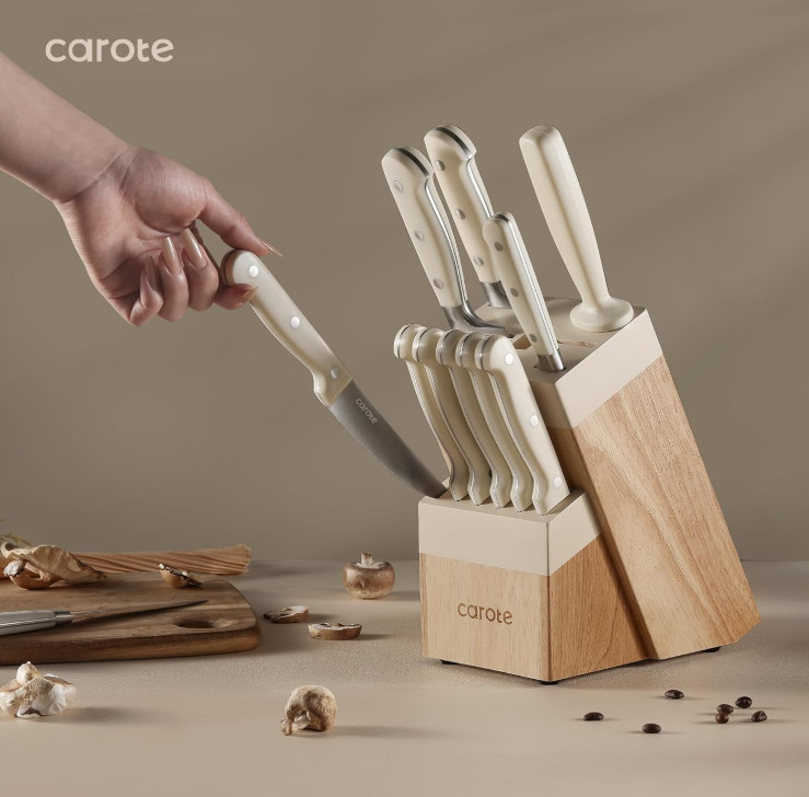 14 Pieces Knife Set with Block, Forged, High Carbon Stainless Steel Sharp Blade