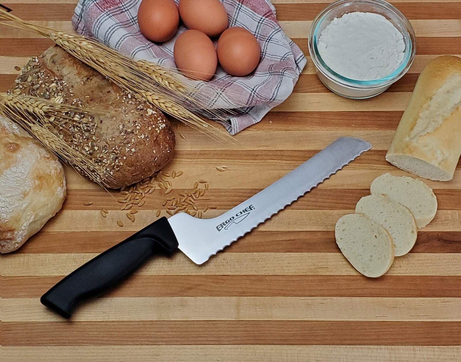 Ergo Chef Prodigy Series 8″ Offset Serrated Bread & Deli Knife Ergonomic handle