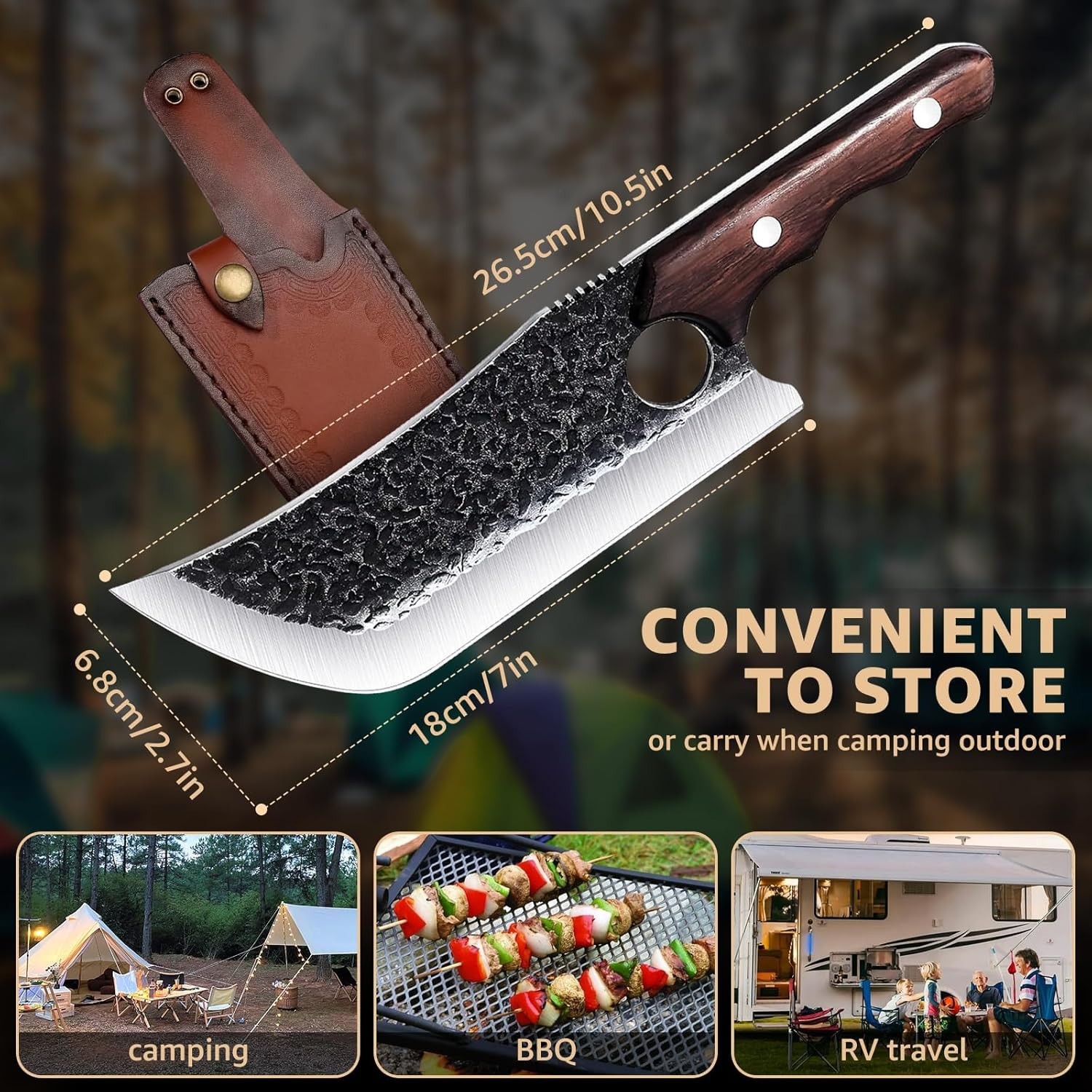 Serbian Chef Knife Set Hand Forged Butcher Knife Set with Bag Brisket & Trimming