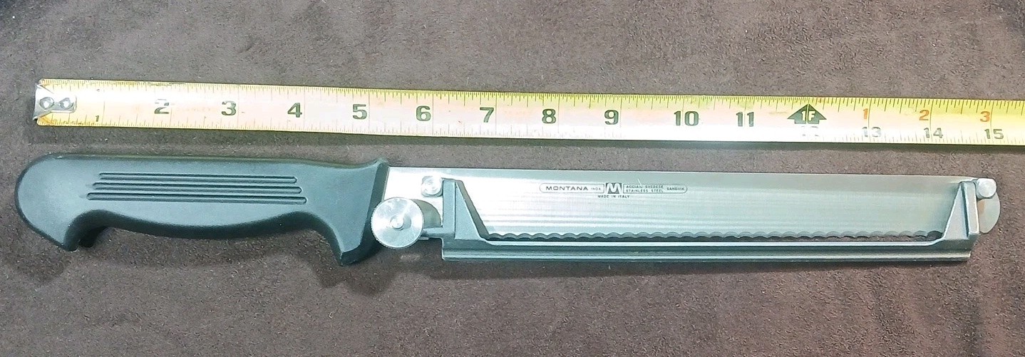 Vtg Montana Accialo Svedese Stainless Steel Bread Knife, From Italy