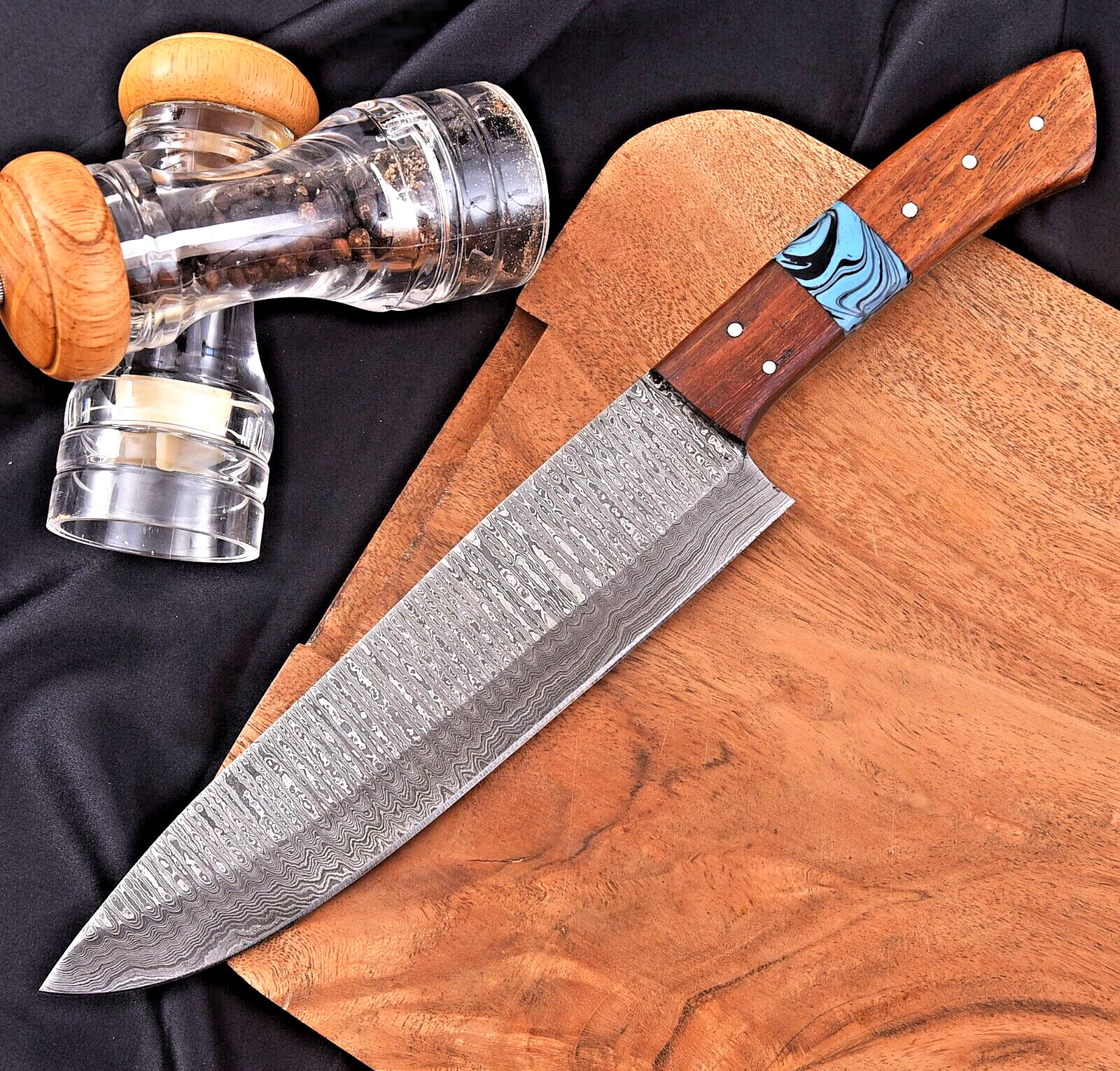 CUSTOM HANDMADE FORGED DAMASCUS STEEL CHEF KNIFE KITCHEN KNIFE WOOD HANDLE 2073